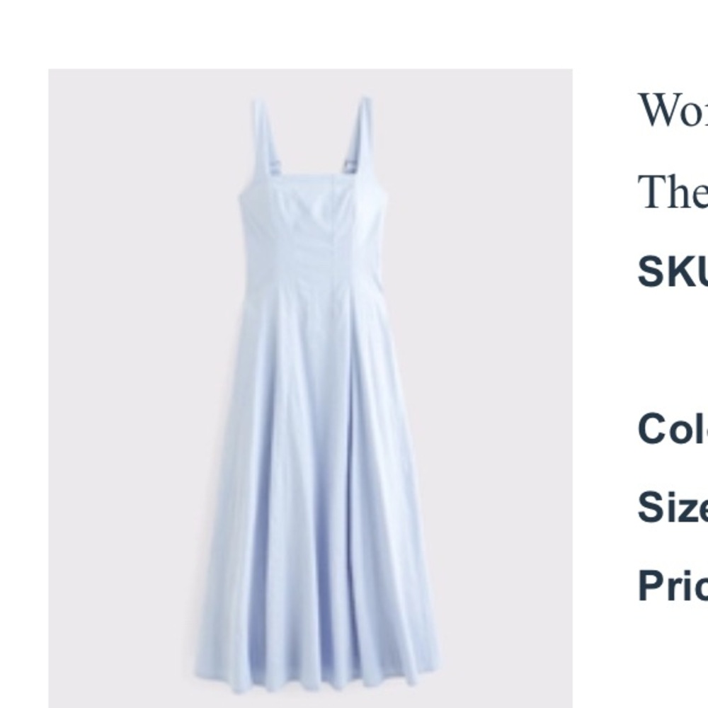Abercrombie & Fitch Blue A-Line Midi Mila Dress